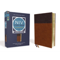 NIV Study Bible, Fully Revised Edition, Large Print, Leathersoft, Brown, Red Letter, Comfort Print - Imitation Leather