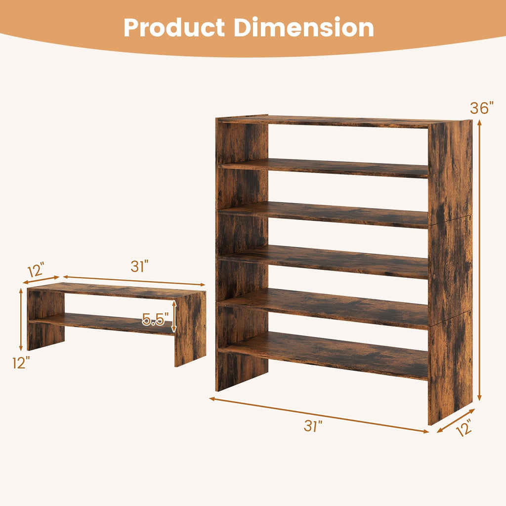 6-tier Shoe Rack with Anti-tipping Device for Entryway