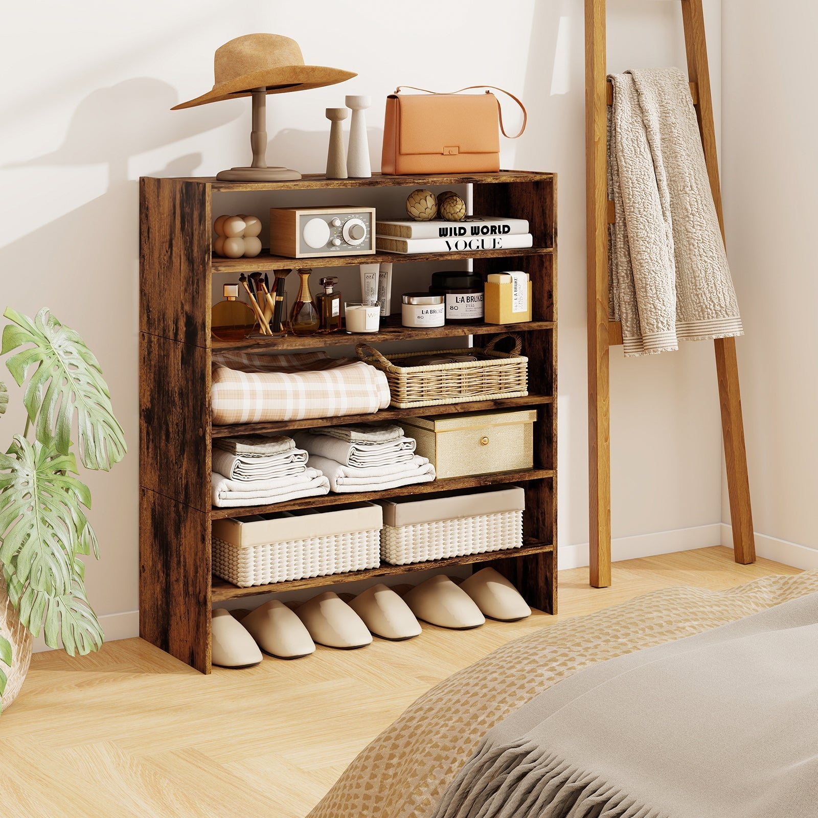 6-tier Shoe Rack with Anti-tipping Device for Entryway