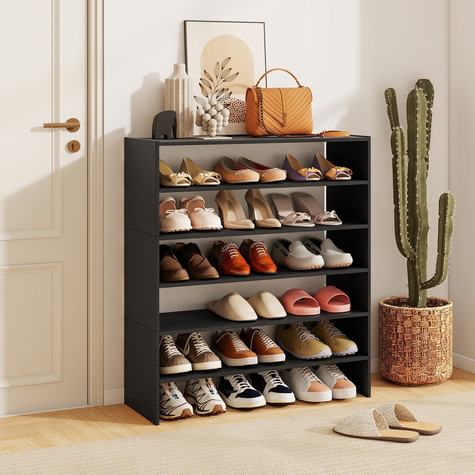 6-tier Shoe Rack with Anti-tipping Device for Entryway