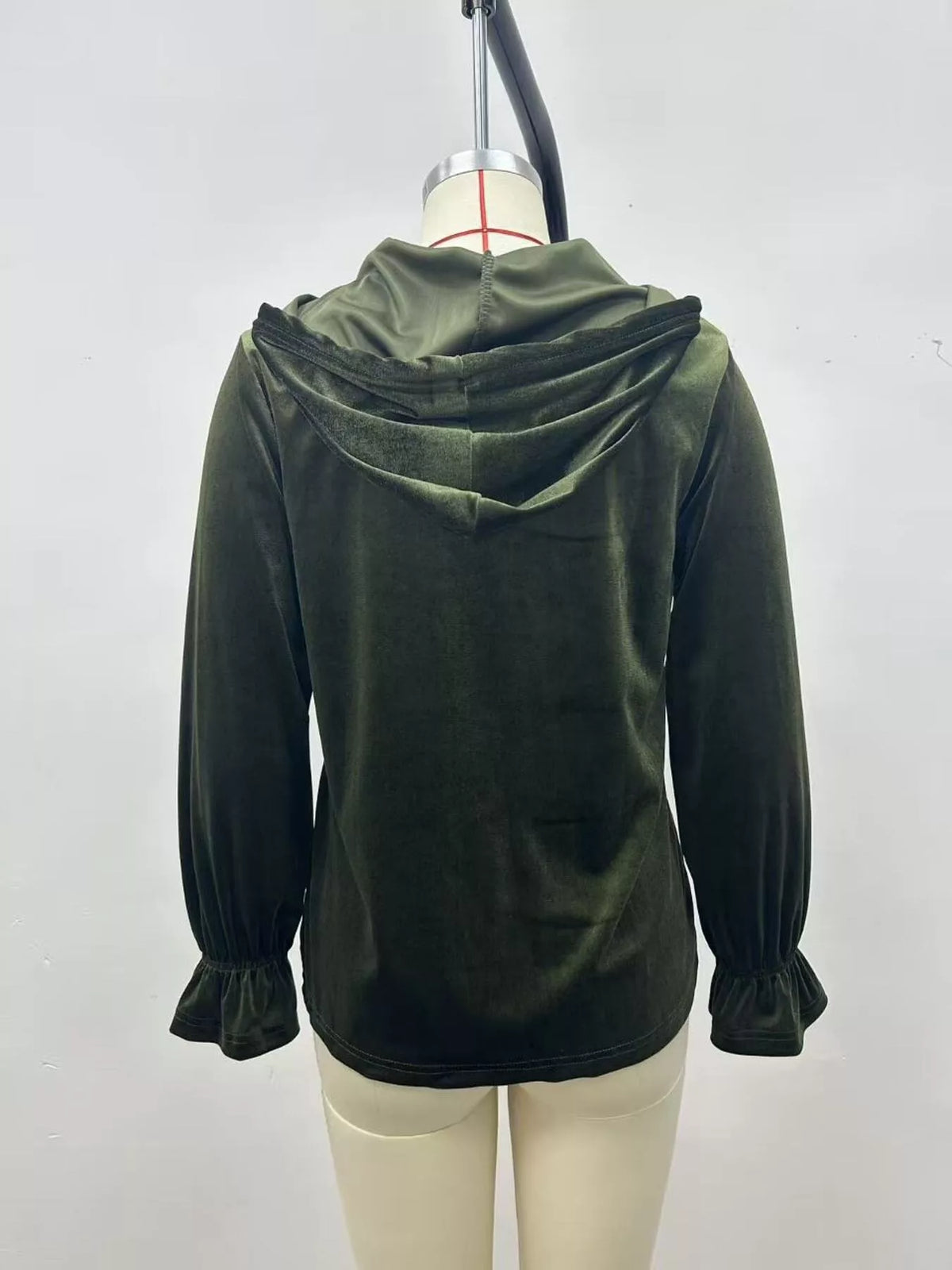 Full Size Velvet Button-Down Hooded Outerwear Plus Size