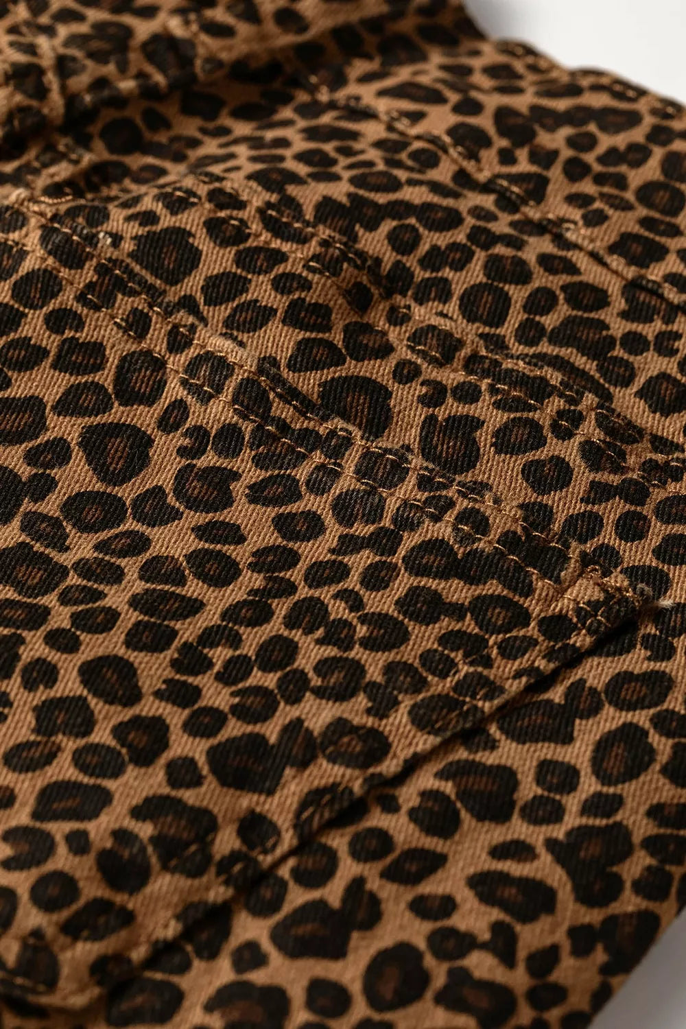 Leopard Print Ruffled Hem Shift Jeans
