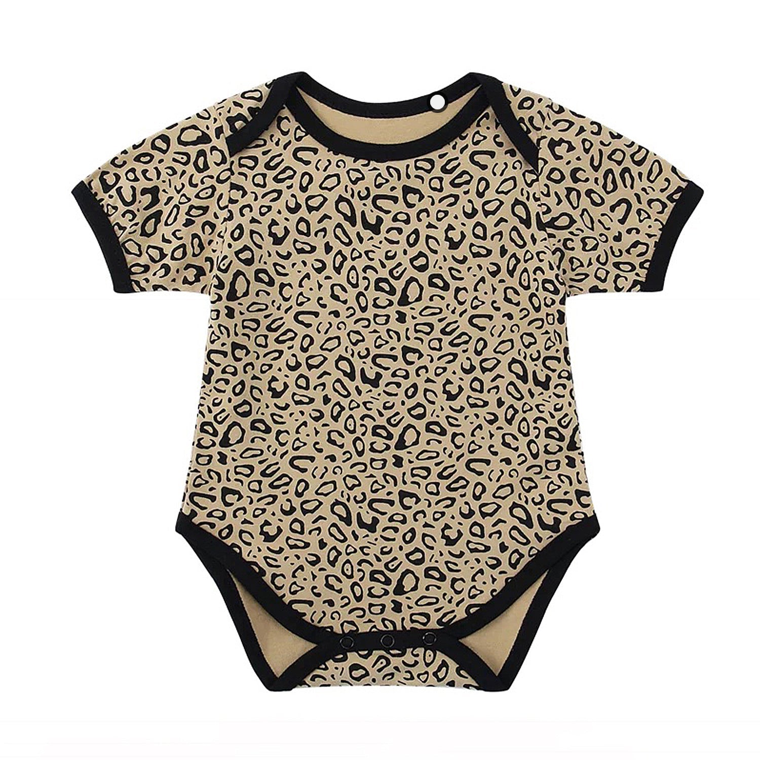 Leopard-Print Fashionable Short-Sleeve Jumpsuit