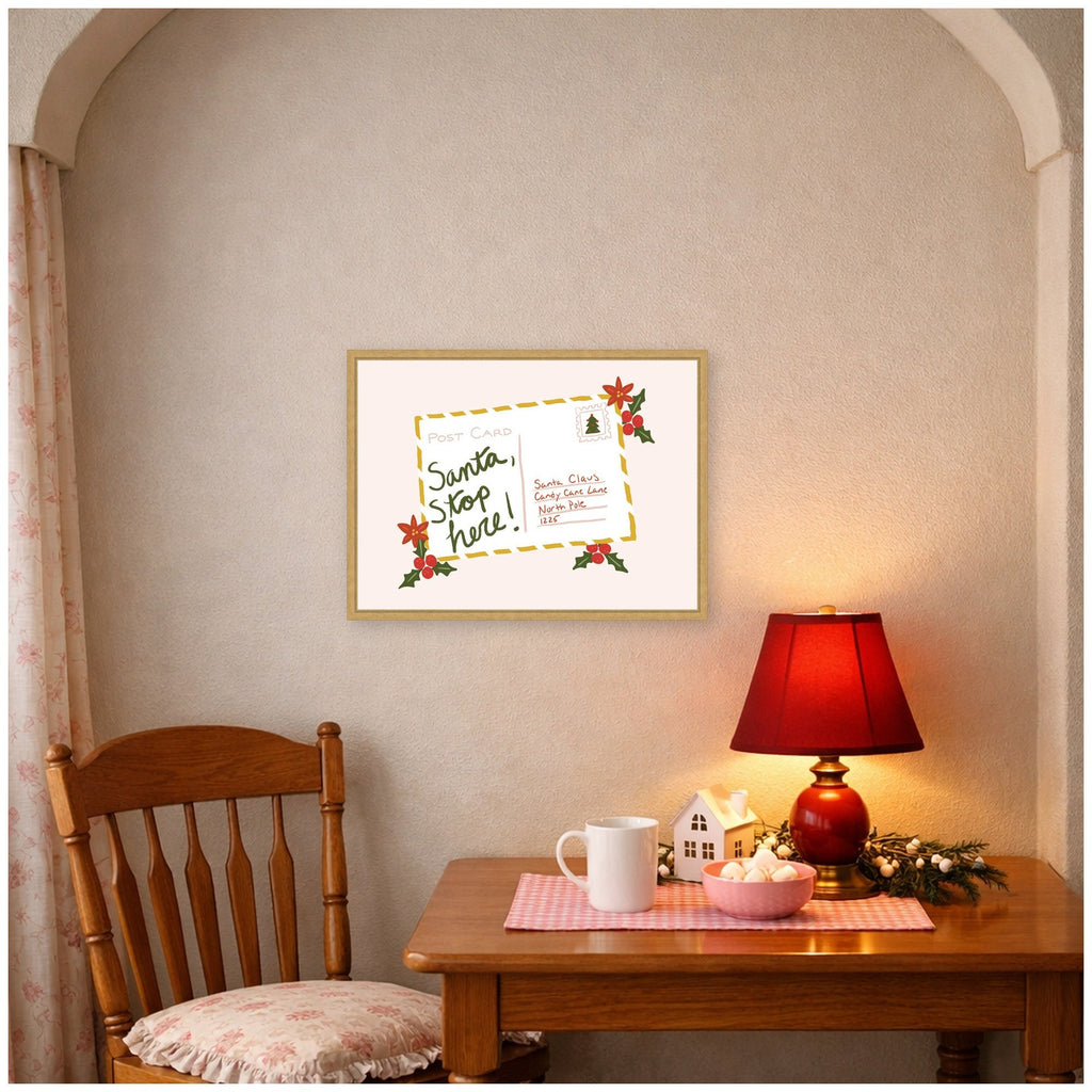 Santa Stop Here by Leonora Jennifer Framed Canvas Wall Art Print
