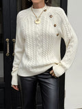 Mock Neck Cable-Knit Sweater