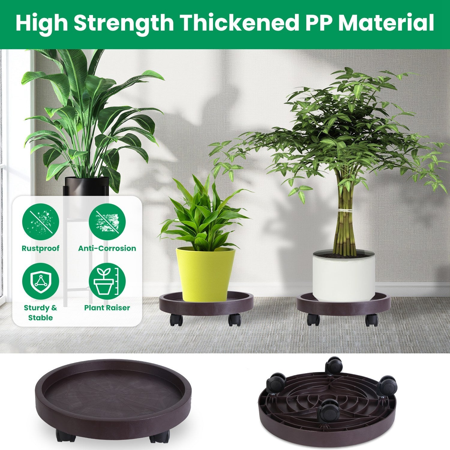 Plant Caddy with Wheels - 12.8in or 14in, 176-187lb Capacity