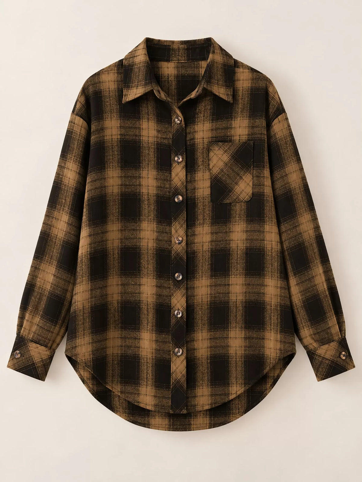 Plaid Button-Down Oversized Shirt