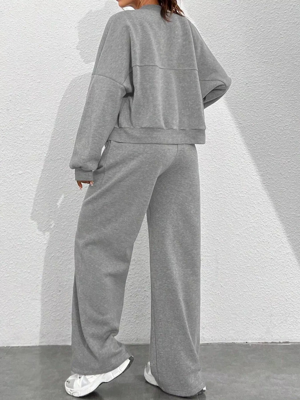 Casual Zip-Up Jacket and Wide-Leg Sweatpants Set