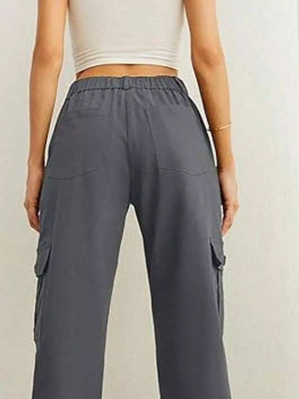 High-Waisted Cargo Pants with Drawstring Cuffs