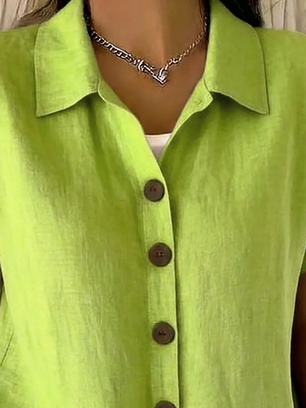 Full Size Button-Down Short Sleeve Shirt Plus Size