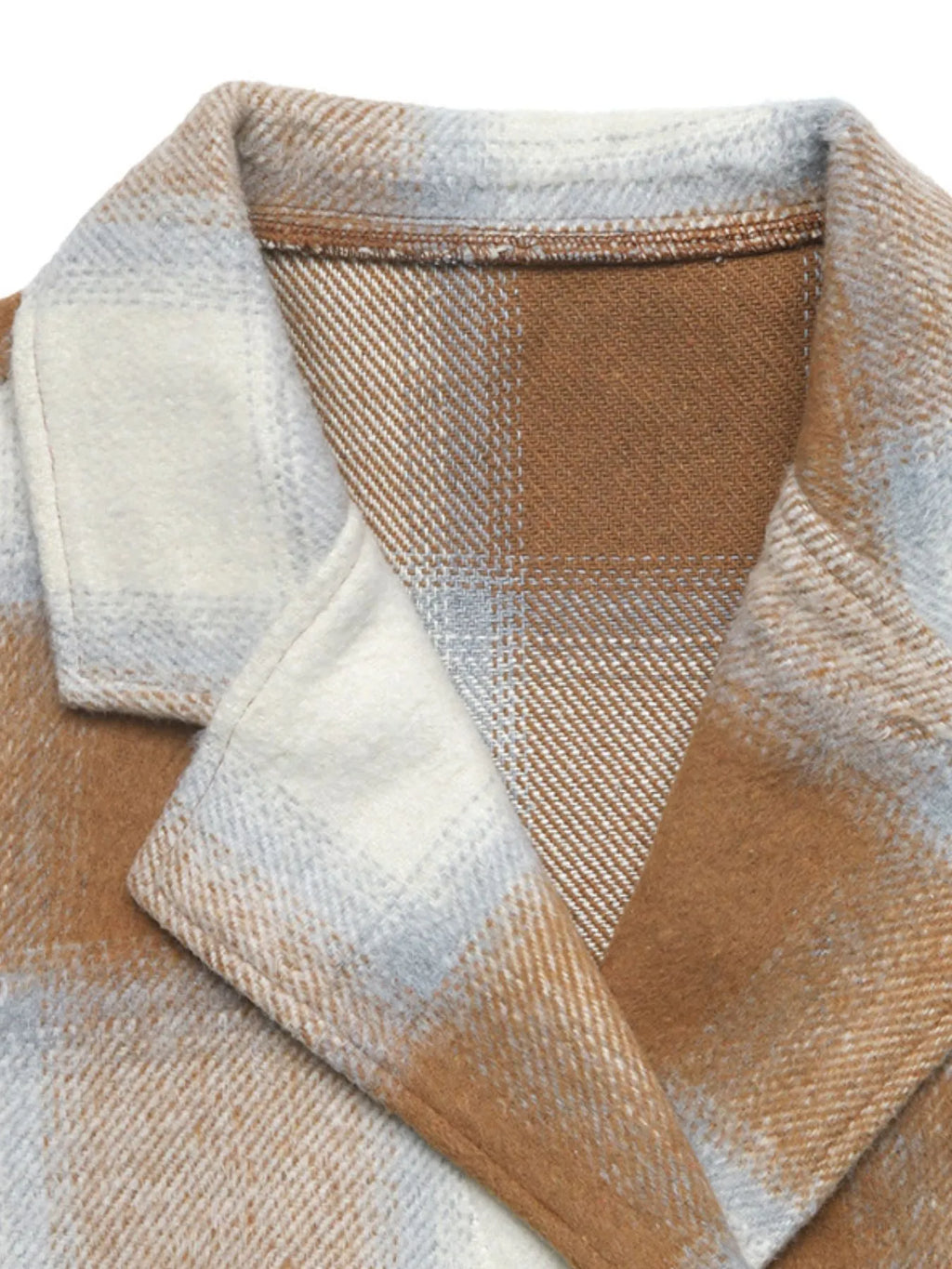 Plaid Longline Button Jacket with Patch Pockets