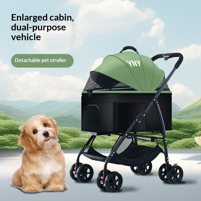 Pet Stroller For Dogs And Cats Portable Detachable Cage With Folding Design For Outdoor Potty Breaks