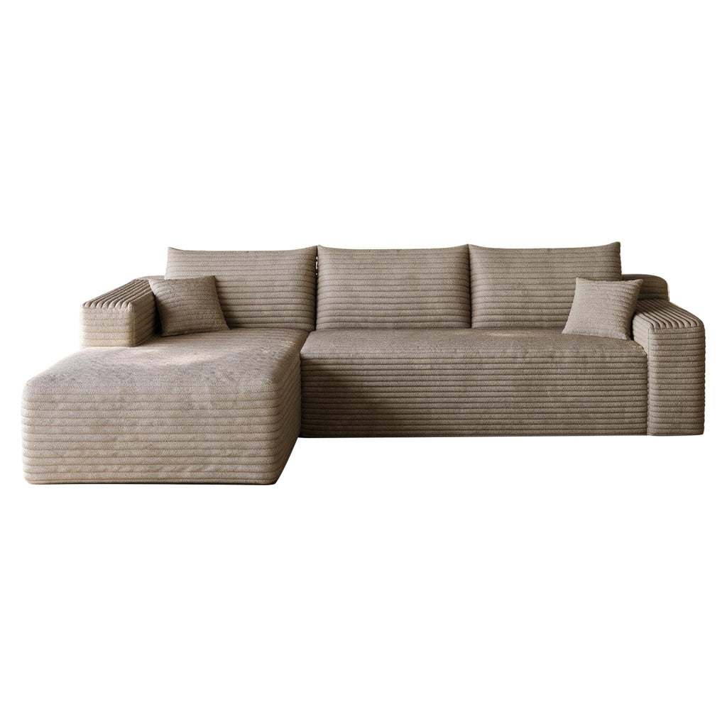 Cloud Sectional Sofa with No Assembly Required - Camel Plush Corduroy, 96"