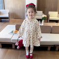 Girls Floral-print Dress And Vest Two-piece Set