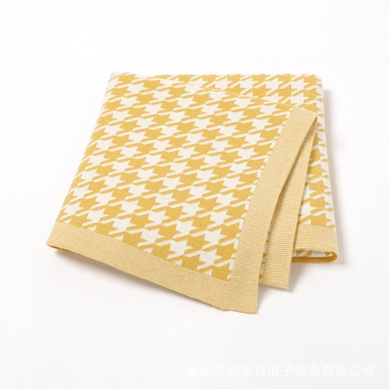 Houndstooth Jacquard Baby Swaddle Knitted Blanket