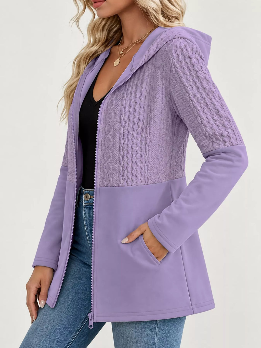 Full Size Hooded Zip-Up Jacket Plus Size