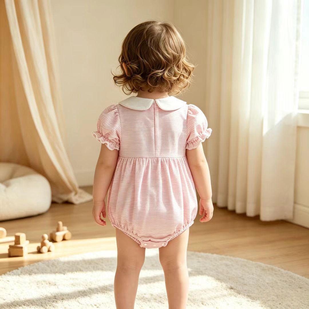 Lace Sleeves Crawl Suit For Baby Girl Jumpsuit