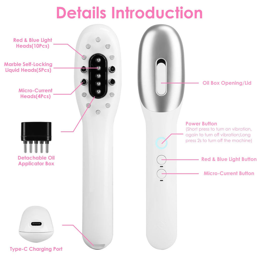 Scalp Massage Comb with Red & Blue Light Therapy