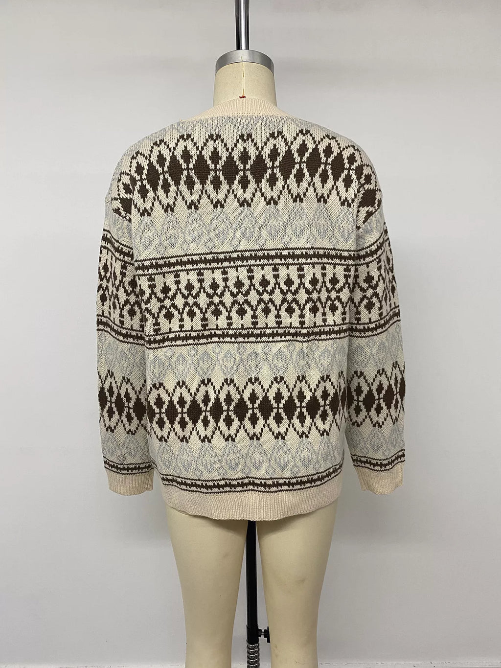 Fair Isle Pattern Crew Neck Sweater