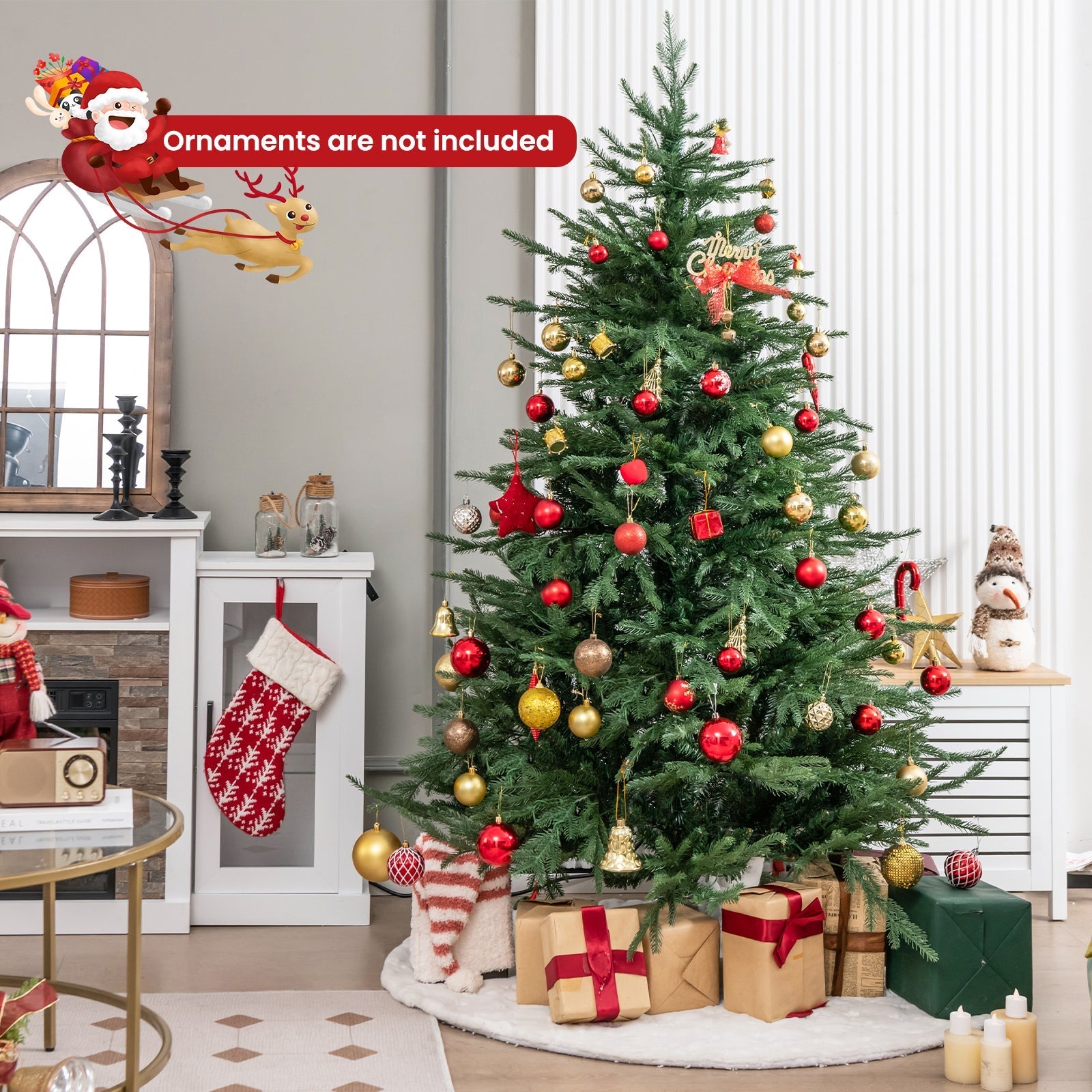 Pre-lit Christmas Tree with 280 Warm White LED Lights and 8 Lighting Modes