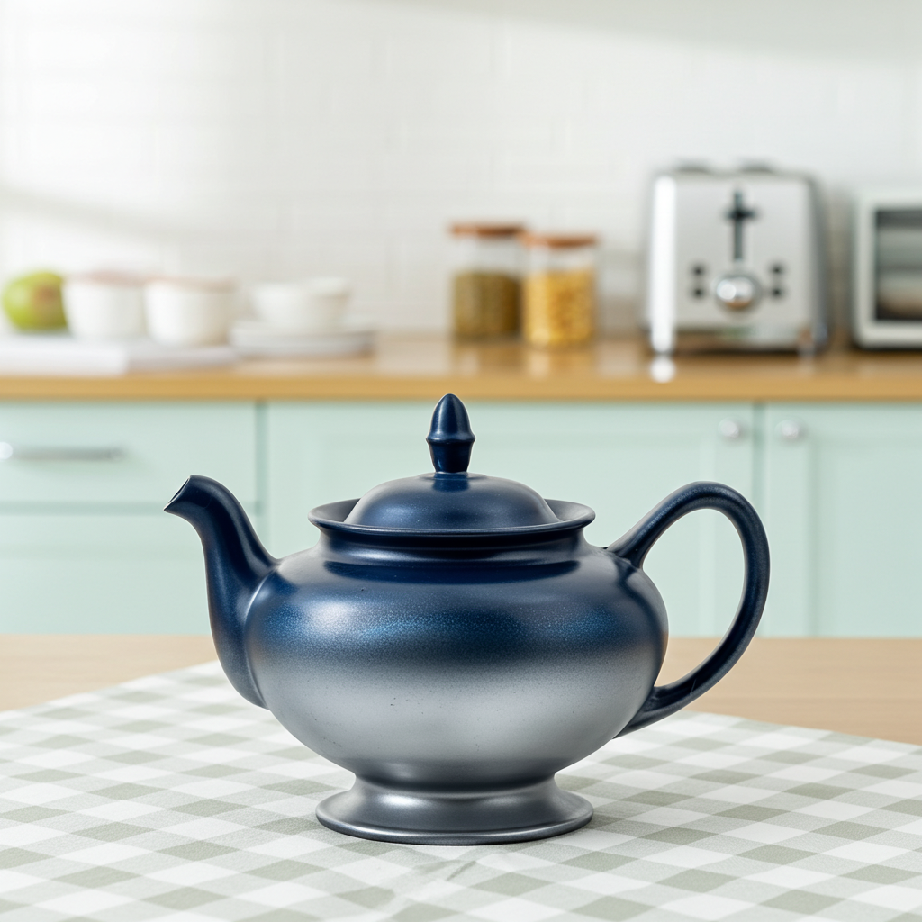 Homer Laughlin Eggshell Nautilus Teapot – Custom Blue and Silver Finish