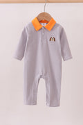Premium Gray Tennessee Puppy embroidery stripe romper