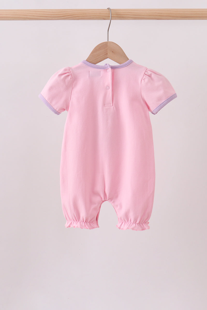 Pink ghost pumpkin embroidery romper