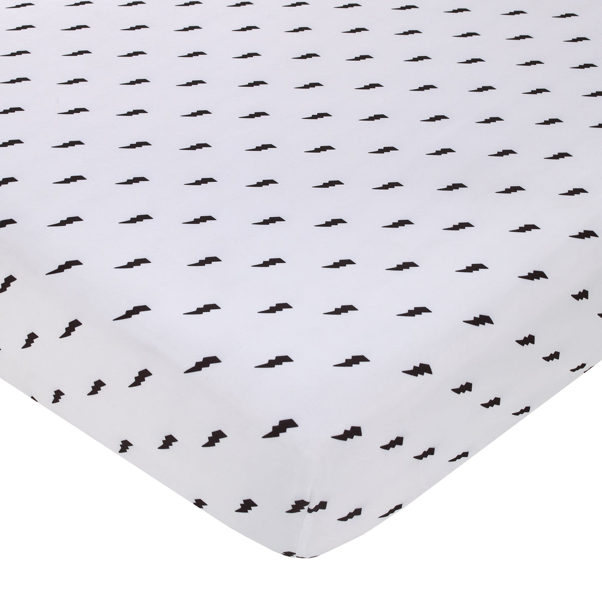 NoJo Lightning Bolt Black and White Nursery Fitted Crib Sheet