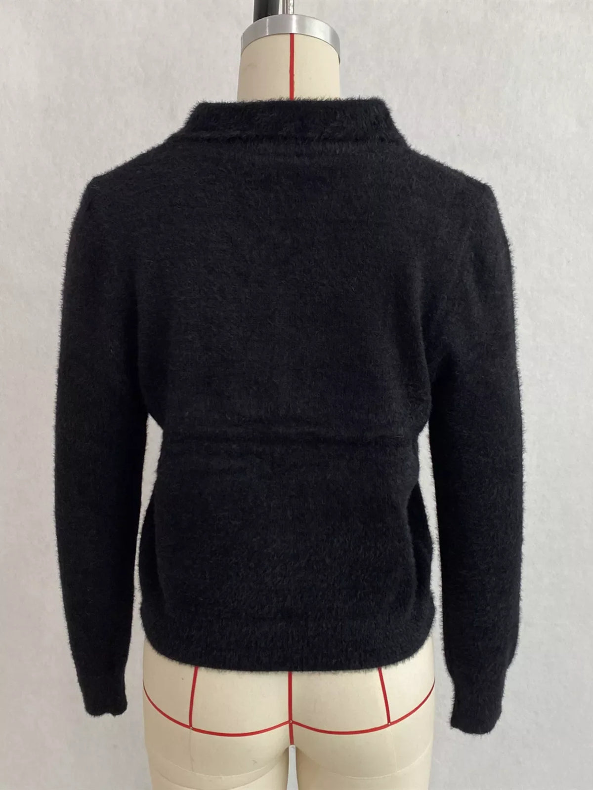 Fuzzy Letter Zip-Up Cardigan