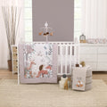 Little Love by NoJo Woodland Meadow Taupe, Sage, and White Deer, Fox, and Hedgehog 3 Piece Nursery Crib Bedding Set - Comforter, Fitted Crib Sheet and Crib Skirt