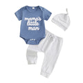 Baby Letter-embroidered Short-sleeve Romper Long Pants Hat Three-piece Set