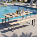 70 Inch 3-Piece Folding Picnic Table with Benches for 6 Fir Wood Portable Bear Camping Table-Black