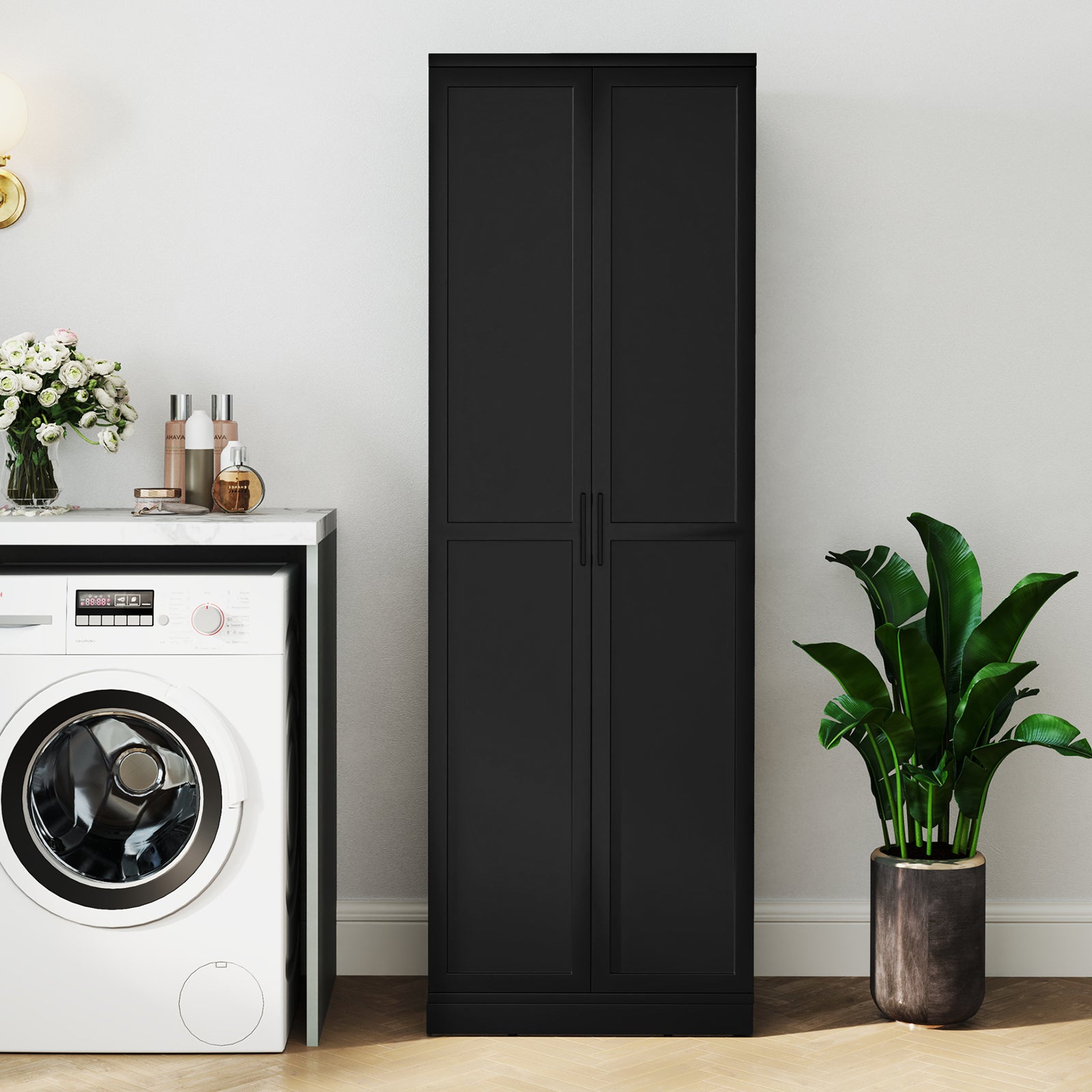 70 Inch Freestanding Storage Cabinet with 2 Doors and 5 Shelves