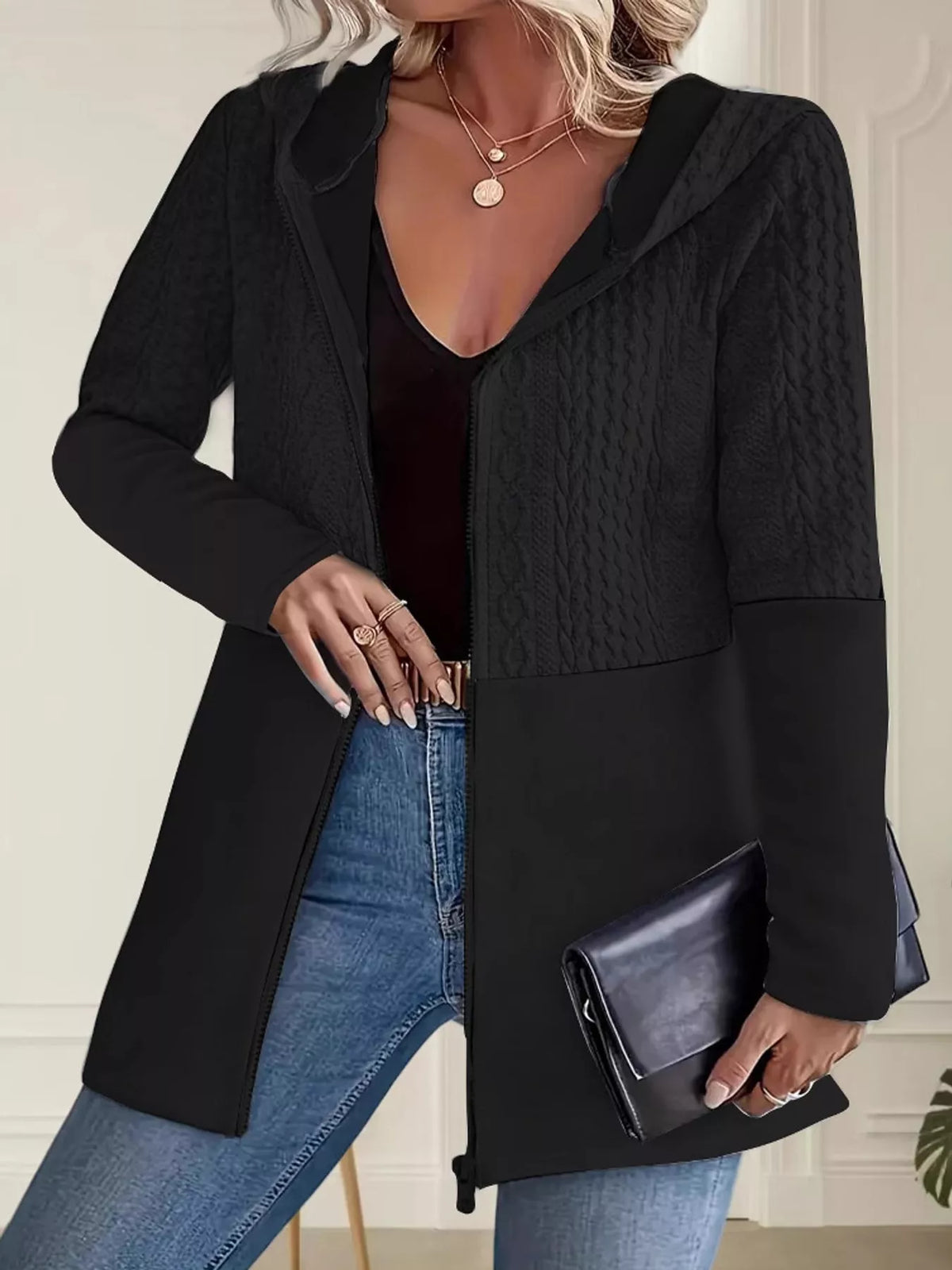 Full Size Hooded Zip-Up Jacket Plus Size