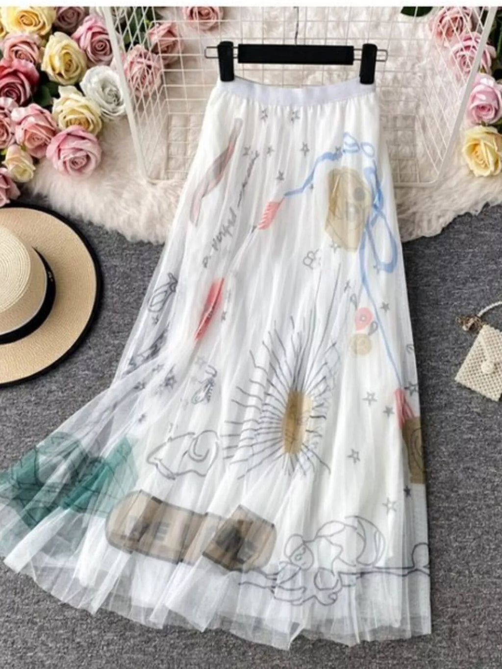 Printed Tulle Skirt