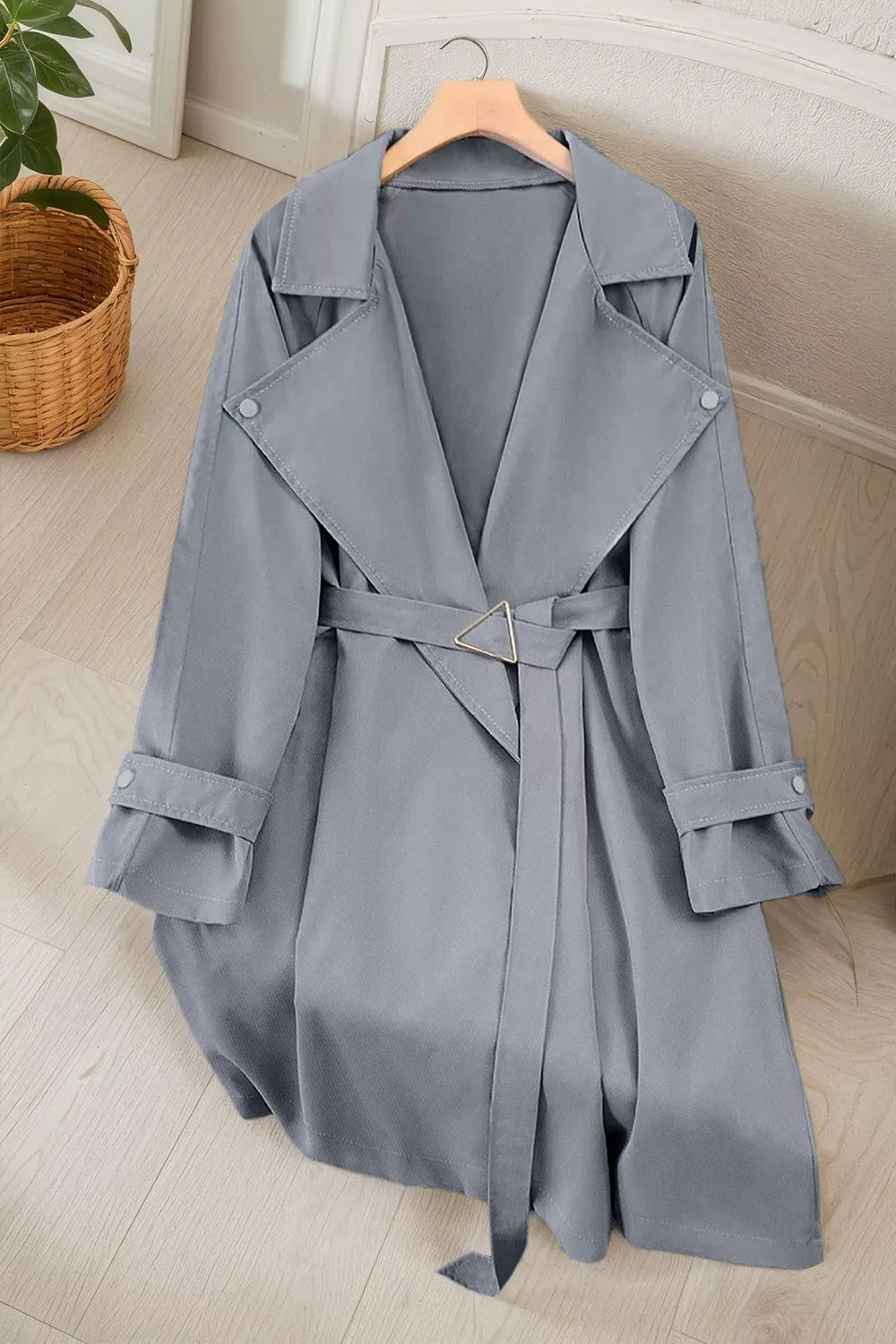 Wide Lapels Belt Trench Coat