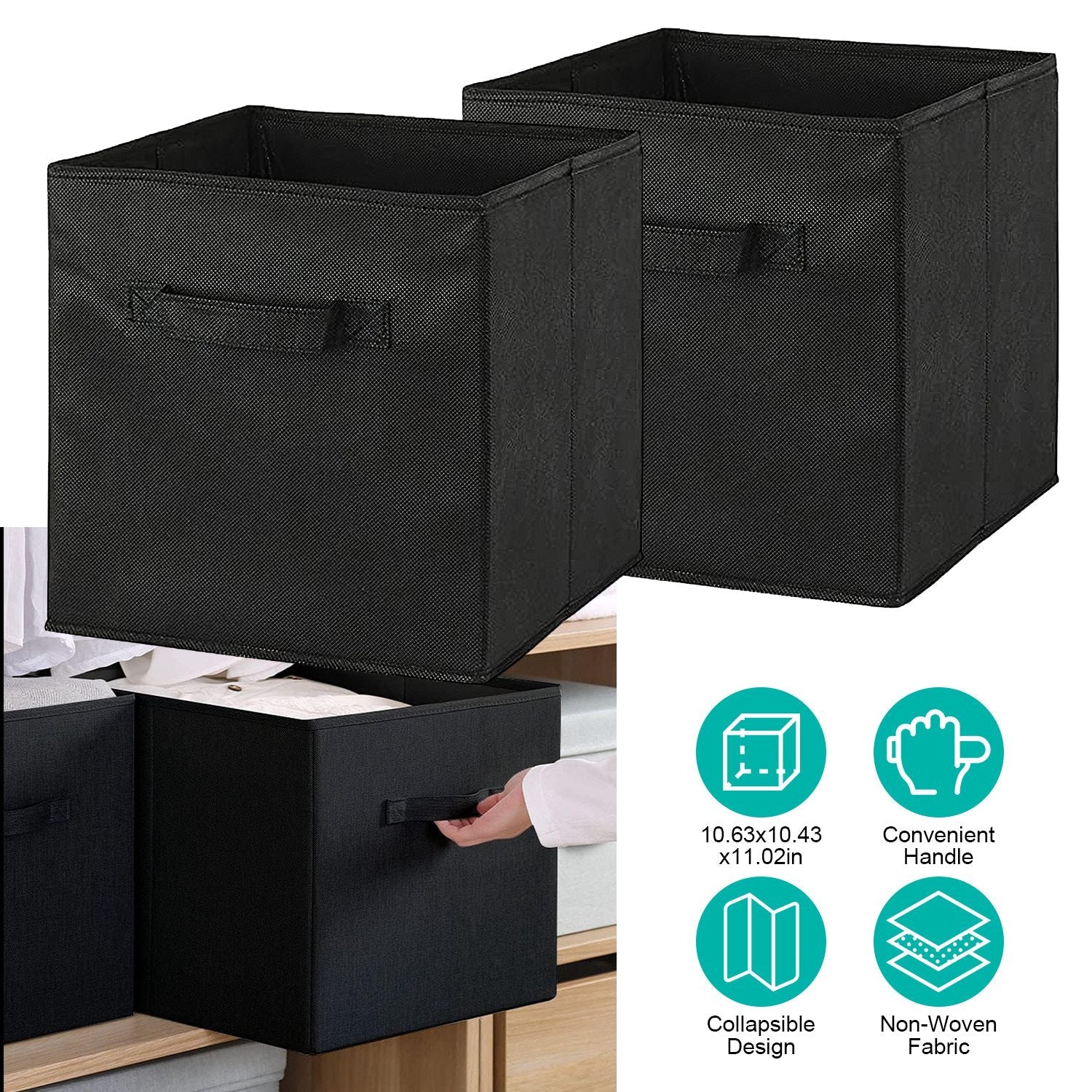 Storage Bin Non-Woven Fabric Cube Organizer with Handle