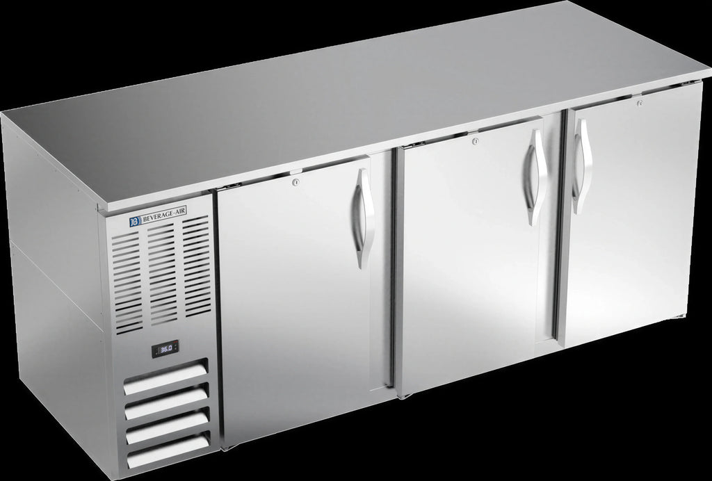 Beverage Air BB78HC-S Three-Section Solid-Door Back Bar Refrigerator, 78-Inch, 26.1 Cu. Ft., Stainless Steel