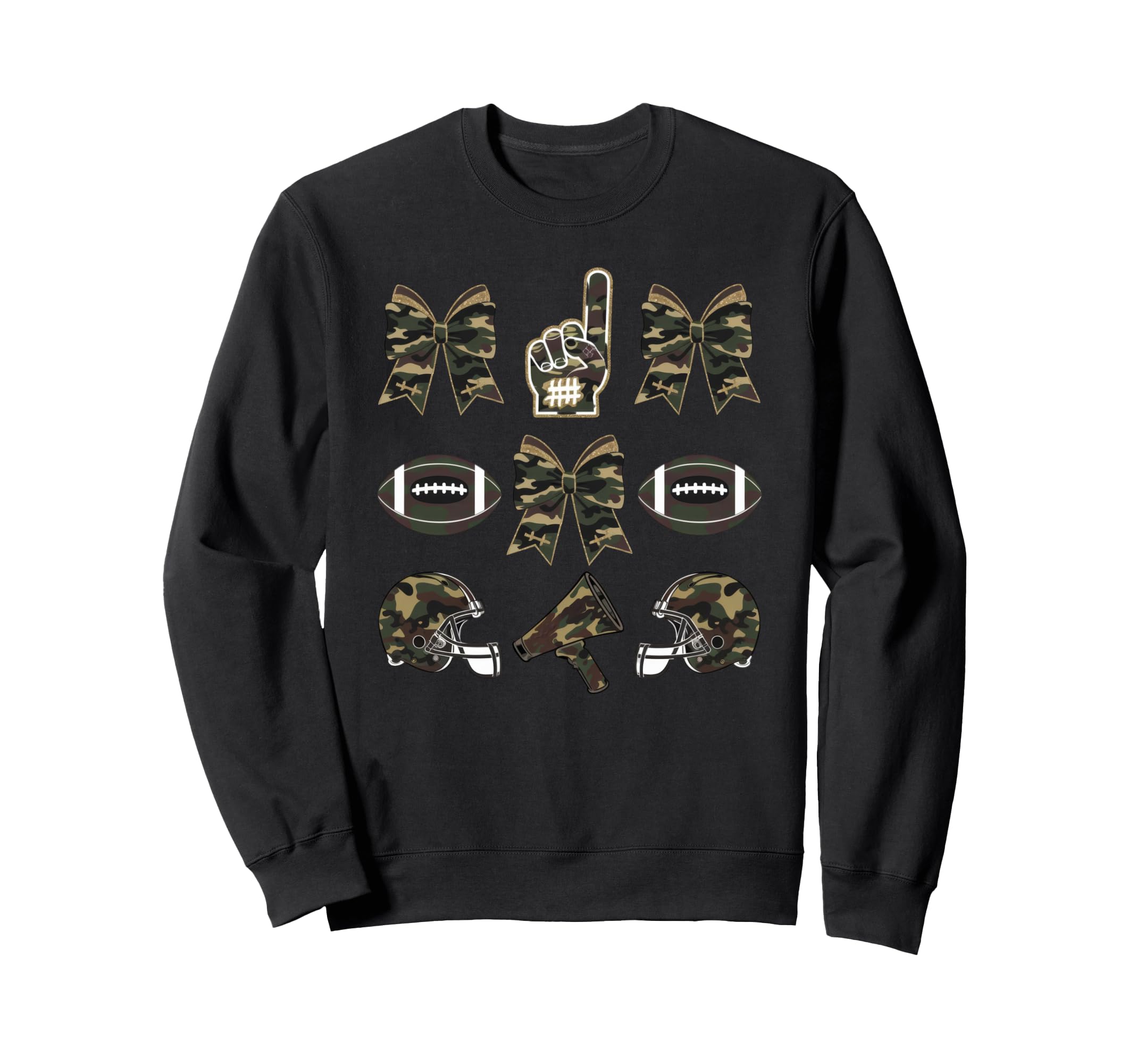 Camo Football Coquette Bow Sweatshirt - Novelty Apparel for Adults