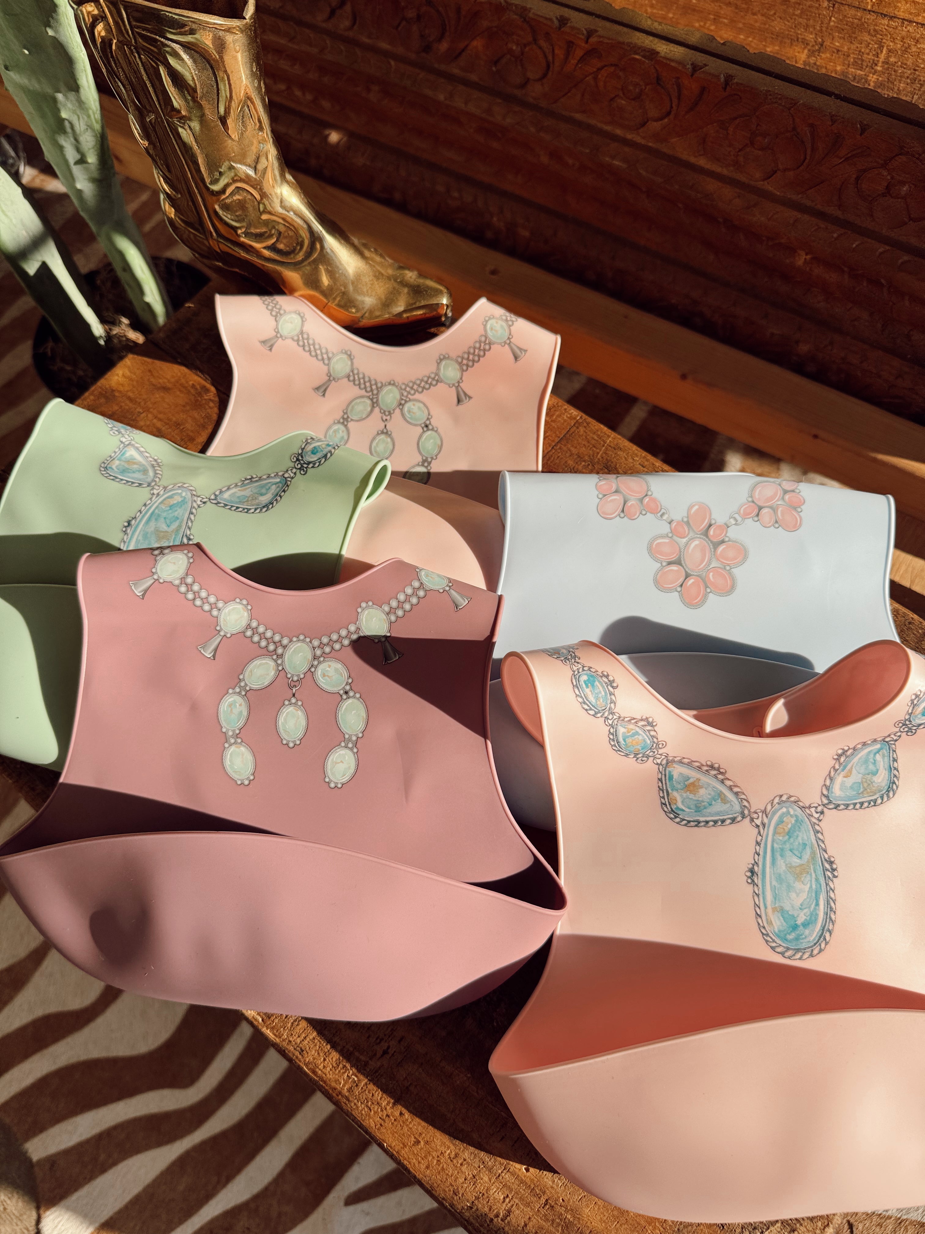 The Pink Conch Silicone Bib in Baby Blue