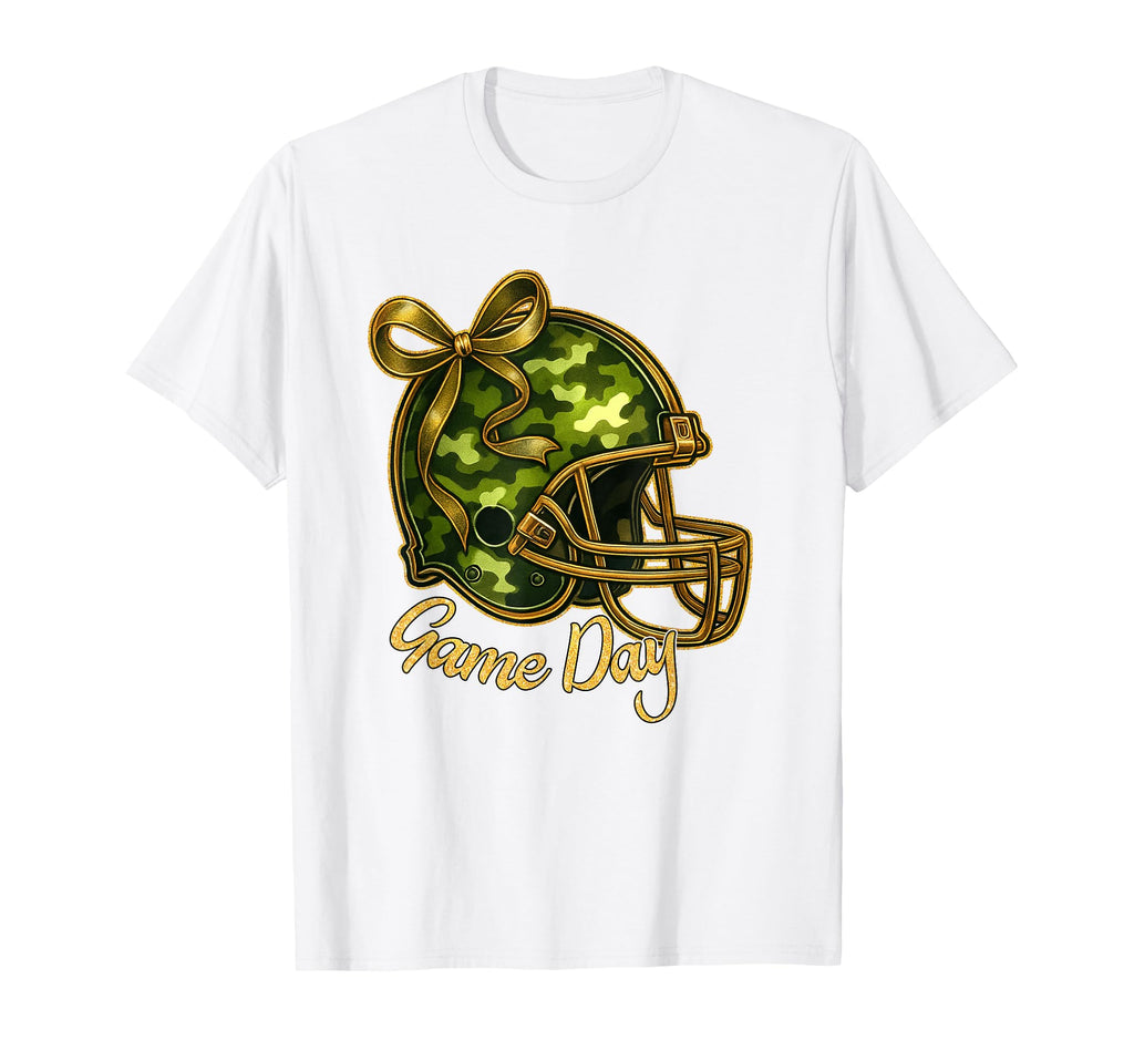 Football Camo Coquette Bow Game Day T-Shirt - Trendy Graphic Men Women