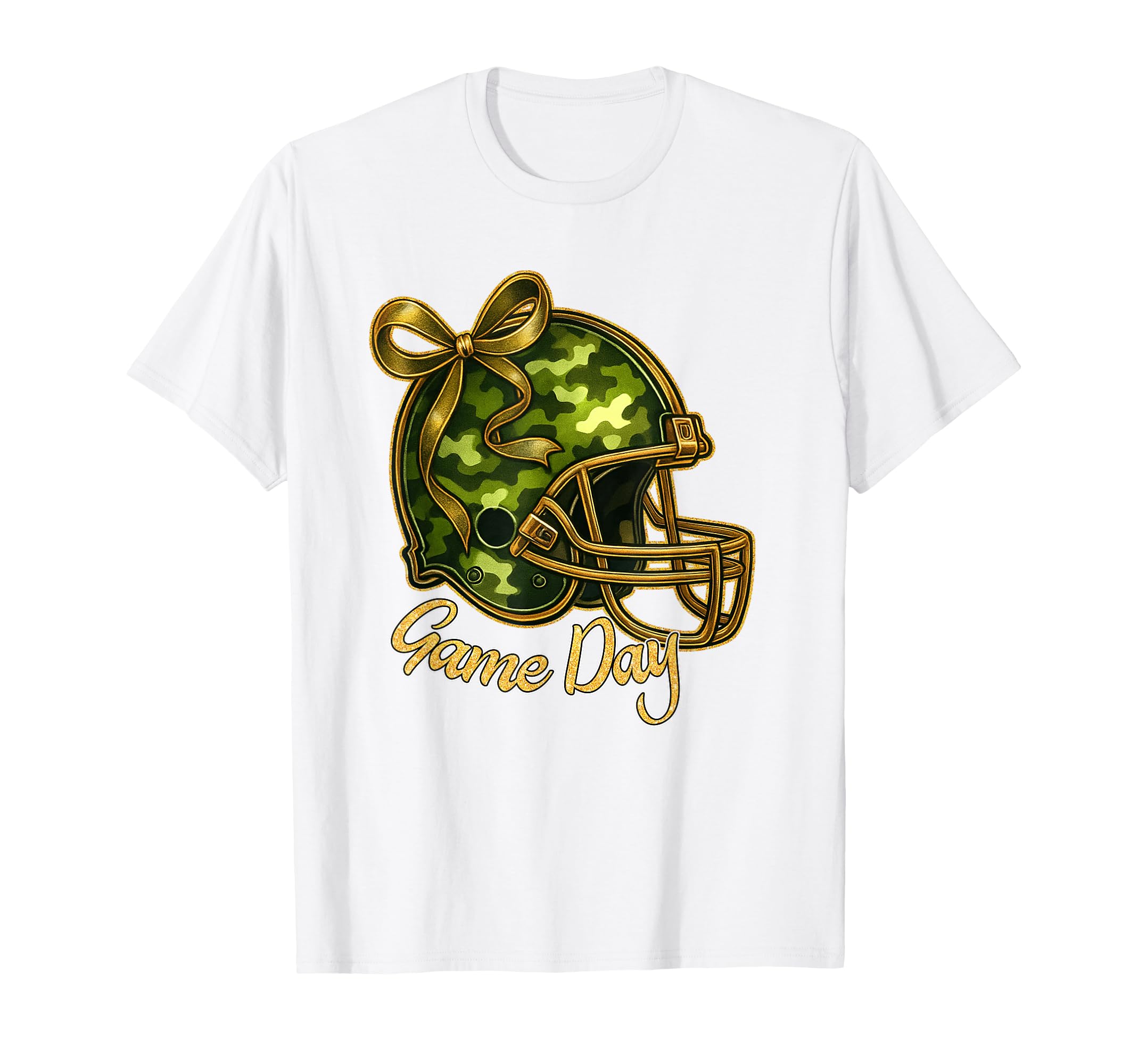 Football Camo Coquette Bow Game Day T-Shirt - Trendy Graphic Men Women