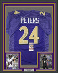 Framed Autographed/Signed Marcus Peters 35x39 Baltimore Color Rush Football Jersey JSA COA