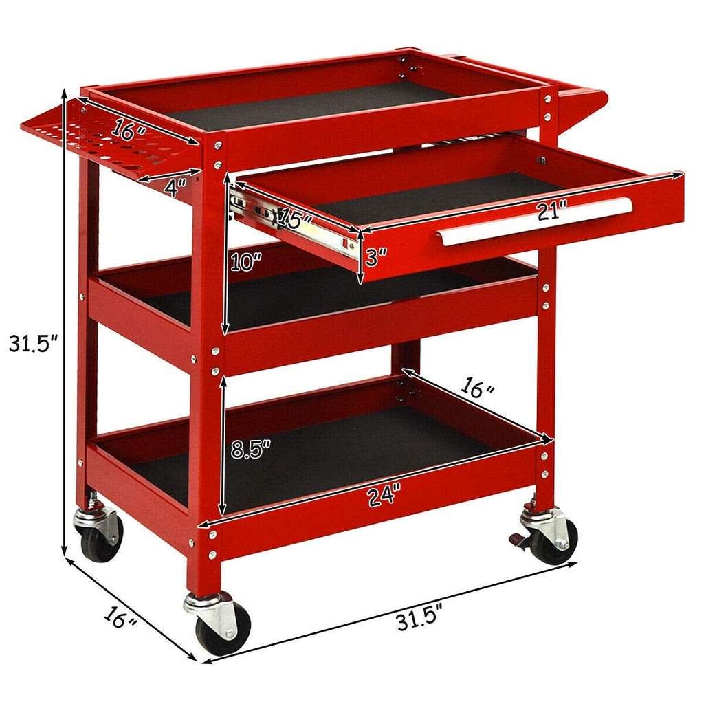 Rolling Tool Cart Mechanic Cabinet Storage ToolBox Organizer with Drawer