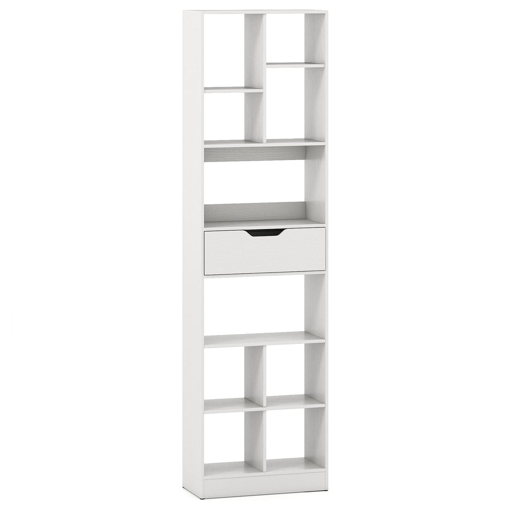 71inch Tall Freestanding Bookcase with Drawer 10-Cube Storage Organizer