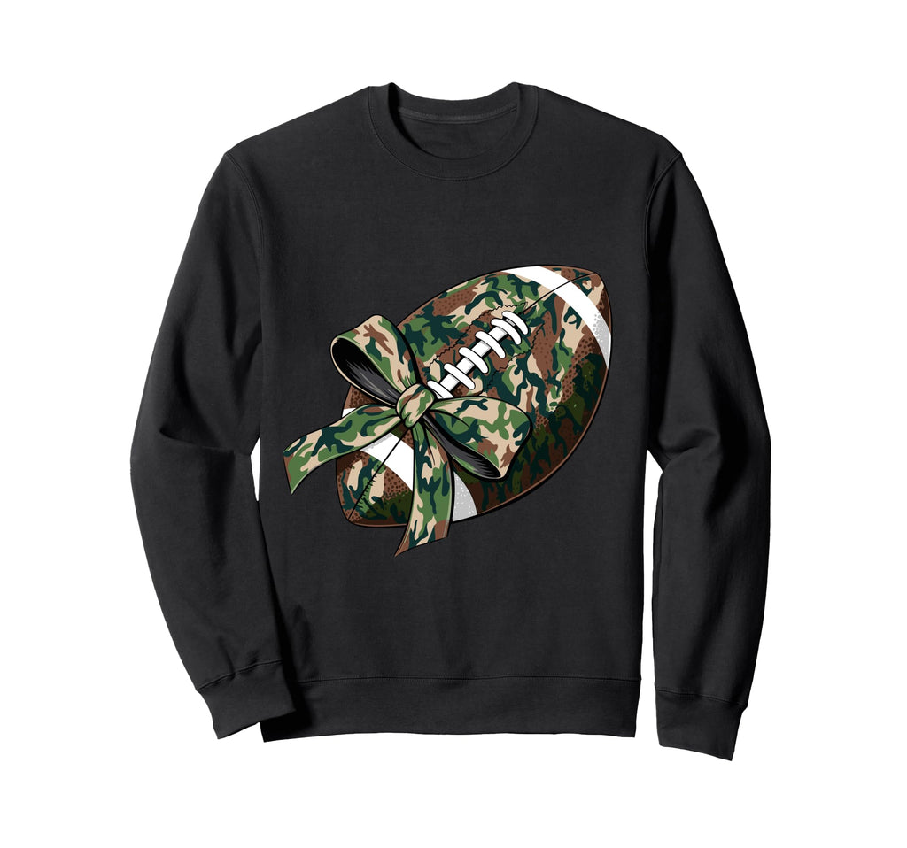 Camo Football Coquette Bow Football Mom Sweatshirt - Unique Graphic Unisex