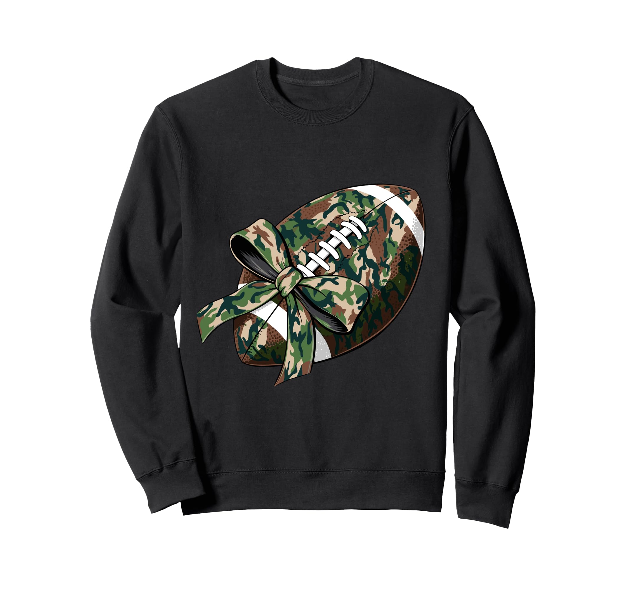 Camo Football Coquette Bow Football Mom Sweatshirt - Unique Graphic Unisex
