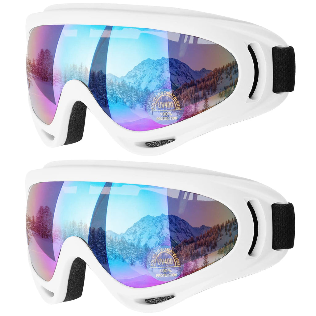 COOLOO Ski Goggles, 2 Pack Snow Goggles Snowboard Goggles for Men Women Kids - UV Protection Foam Anti-Scratch Dustproof