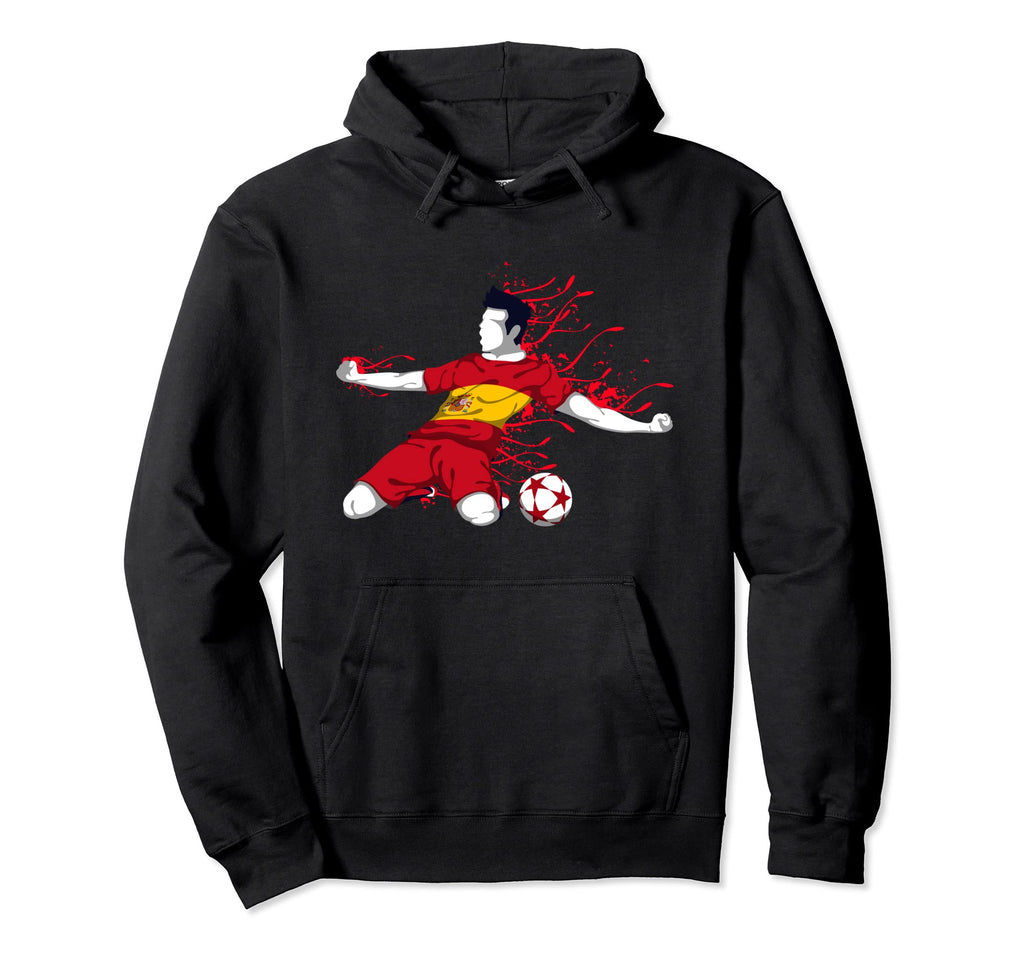 Spain Soccer Fans Jersey Spanish Flag Hoodie - Casual Everyday Wear Unisex