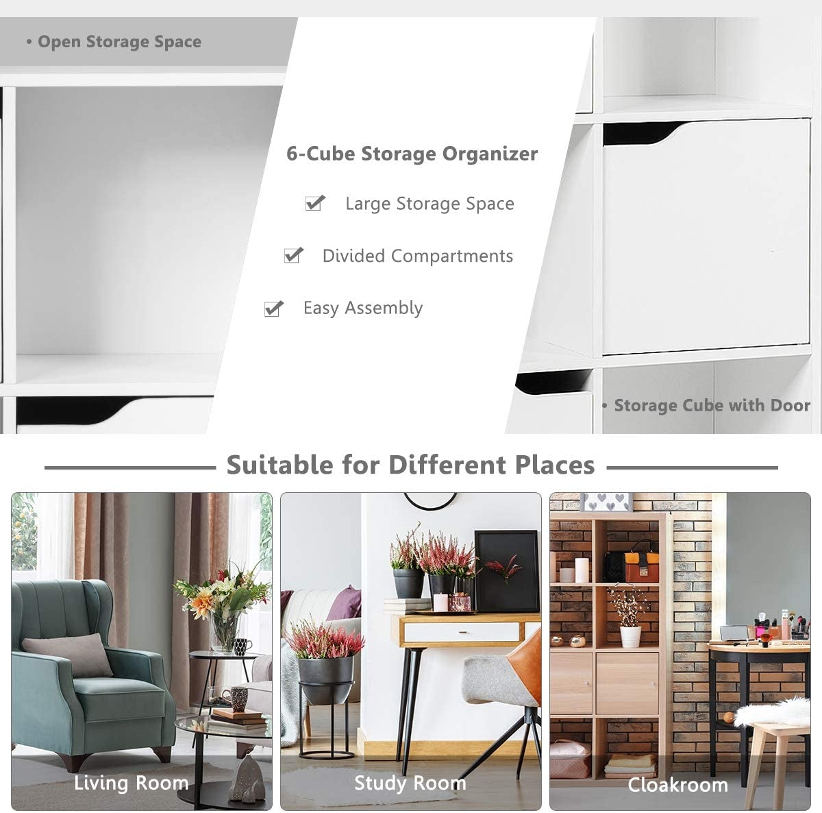 9-Cube Wooden Freestanding Bookcase for Home and Office